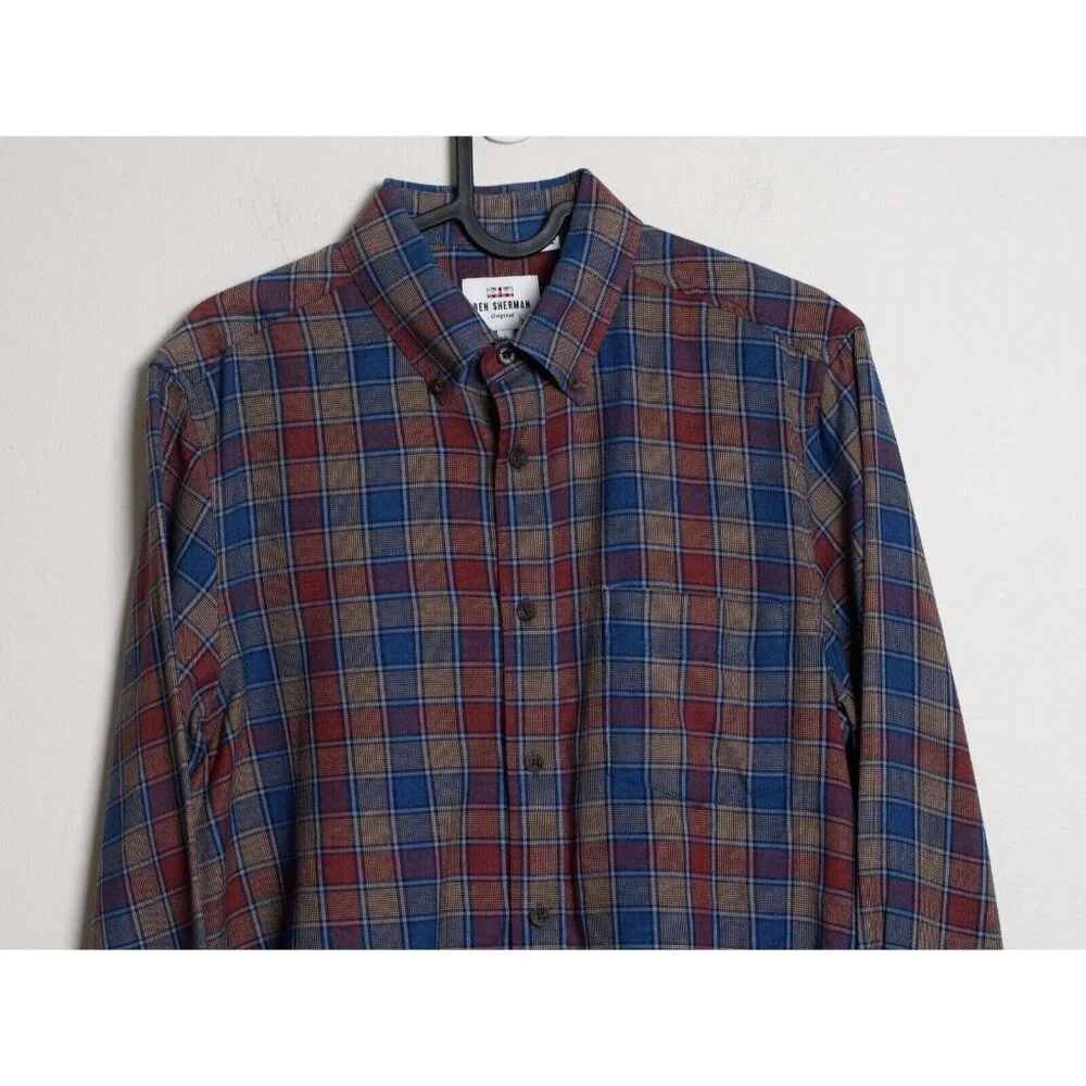 Ben Sherman The Original Mens Small Plaid Button Down Shirt 100% Cotton - Picture 2 of 7